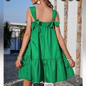 Shein Ruffle Hem Knot Detail Frill Trim Dress